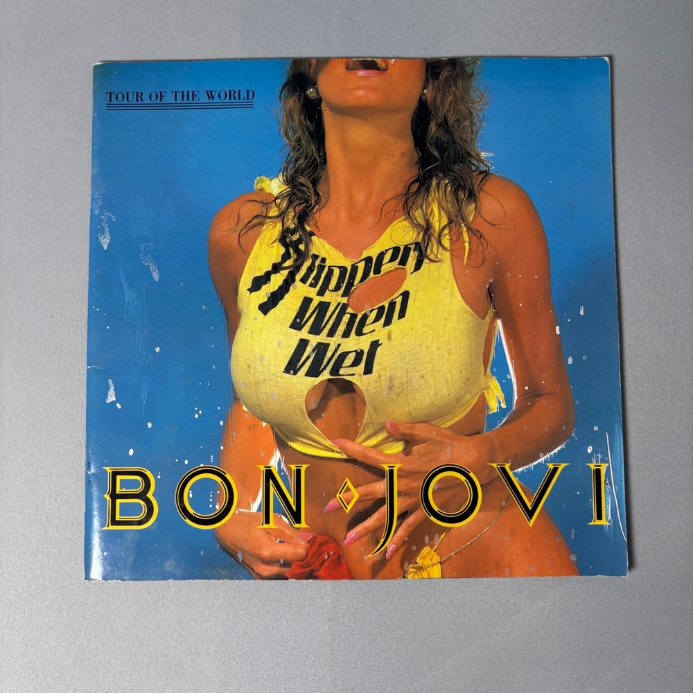 Vintage 1987 Bon Jovi Slippery When Wet Tour of the World Concert Program 12x12